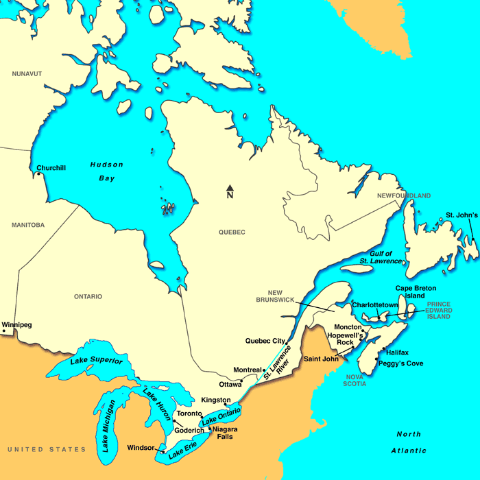 Eastern Canada Map